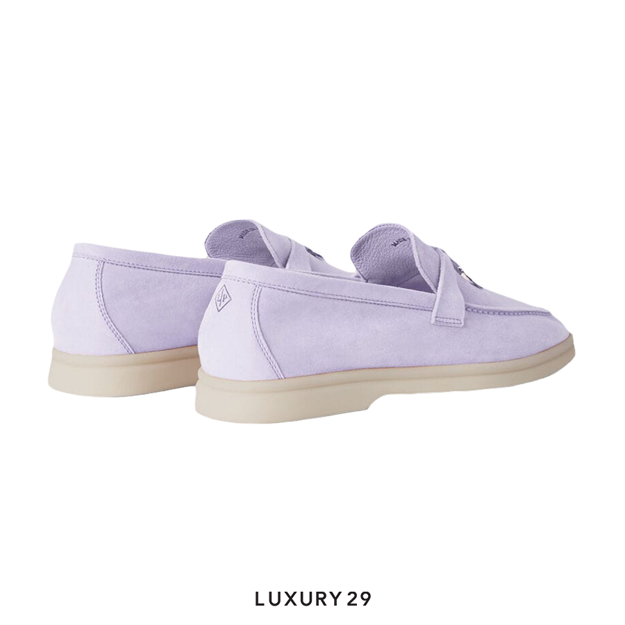 Loro Piana Summer Charms Walk Loafers Suede Goatskin Lilac Wagasa LORO PIANA