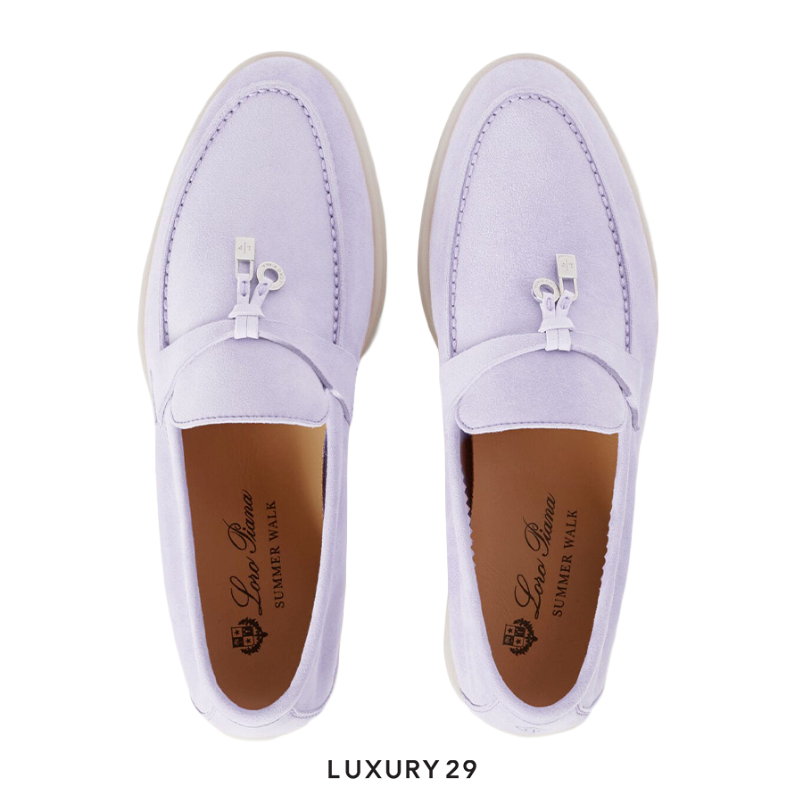 Loro Piana Summer Charms Walk Loafers Suede Goatskin Lilac Wagasa LORO PIANA
