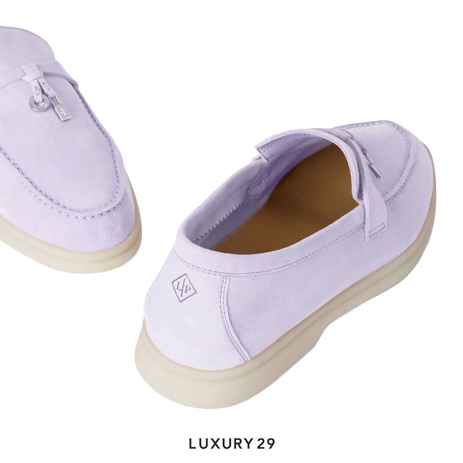 Loro Piana Summer Charms Walk Loafers Suede Goatskin Lilac Wagasa LORO PIANA