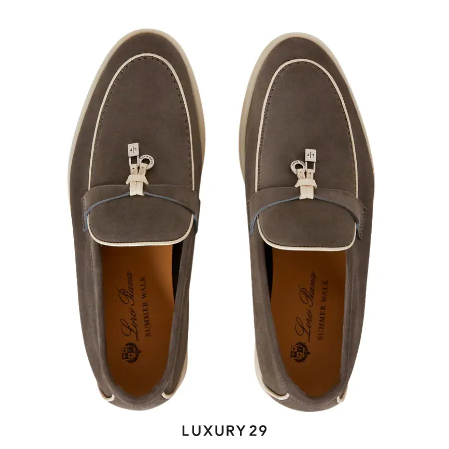 Loro Piana Summer Charms Walk Loafers Suede Goatskin Sicilian Capers LORO PIANA