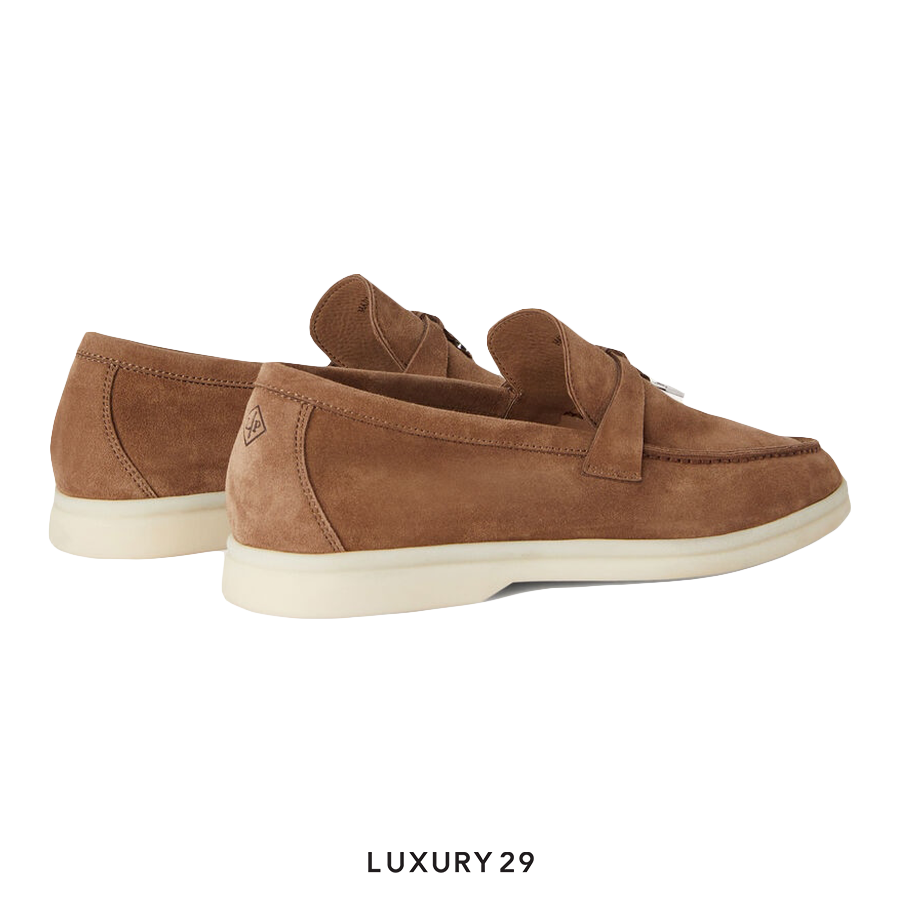 Loro Piana Summer Charms Walk Loafers Suede Goatskin Tundra LORO PIANA