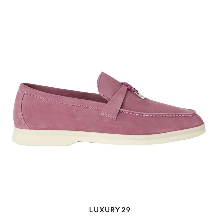 Loro Piana Summer Charms Walk Loafers Suede Goatskin Wild Mauve