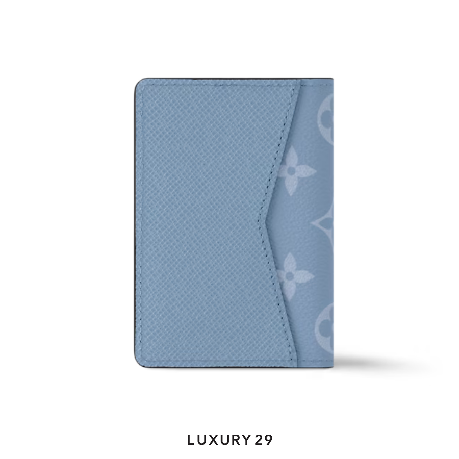 Louis Vuitton LV Pocket Organizer Monogram coated canvas and Taiga cowhide leather Sky Blue LOUIS VUITTON