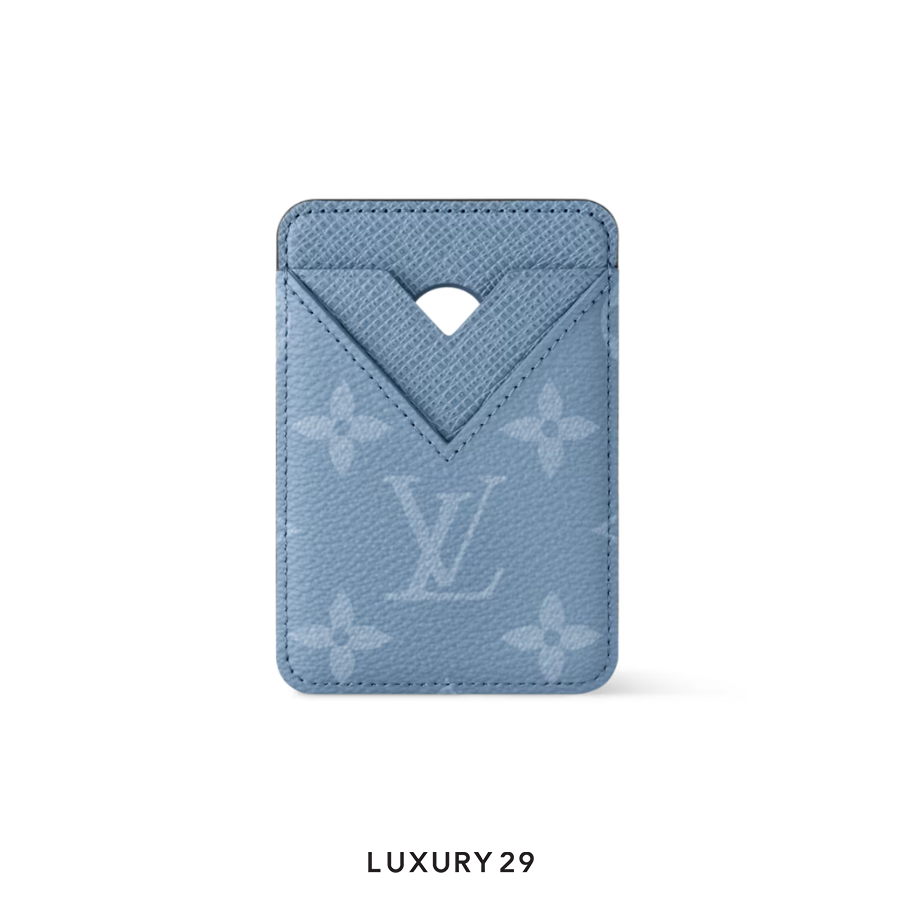 Louis Vuitton LV Porte-Cartes Magnet Monogram coated canvas and Taiga cowhide leather Sky Blue LOUIS VUITTON