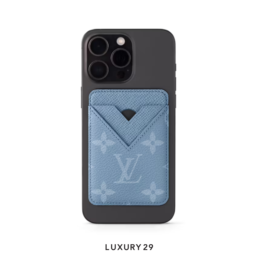 Louis Vuitton LV Porte-Cartes Magnet Monogram coated canvas and Taiga cowhide leather Sky Blue LOUIS VUITTON
