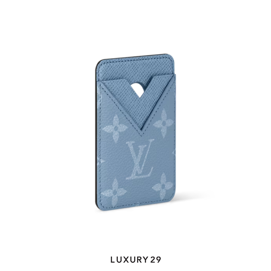 Louis Vuitton LV Porte-Cartes Magnet Monogram coated canvas and Taiga cowhide leather Sky Blue LOUIS VUITTON