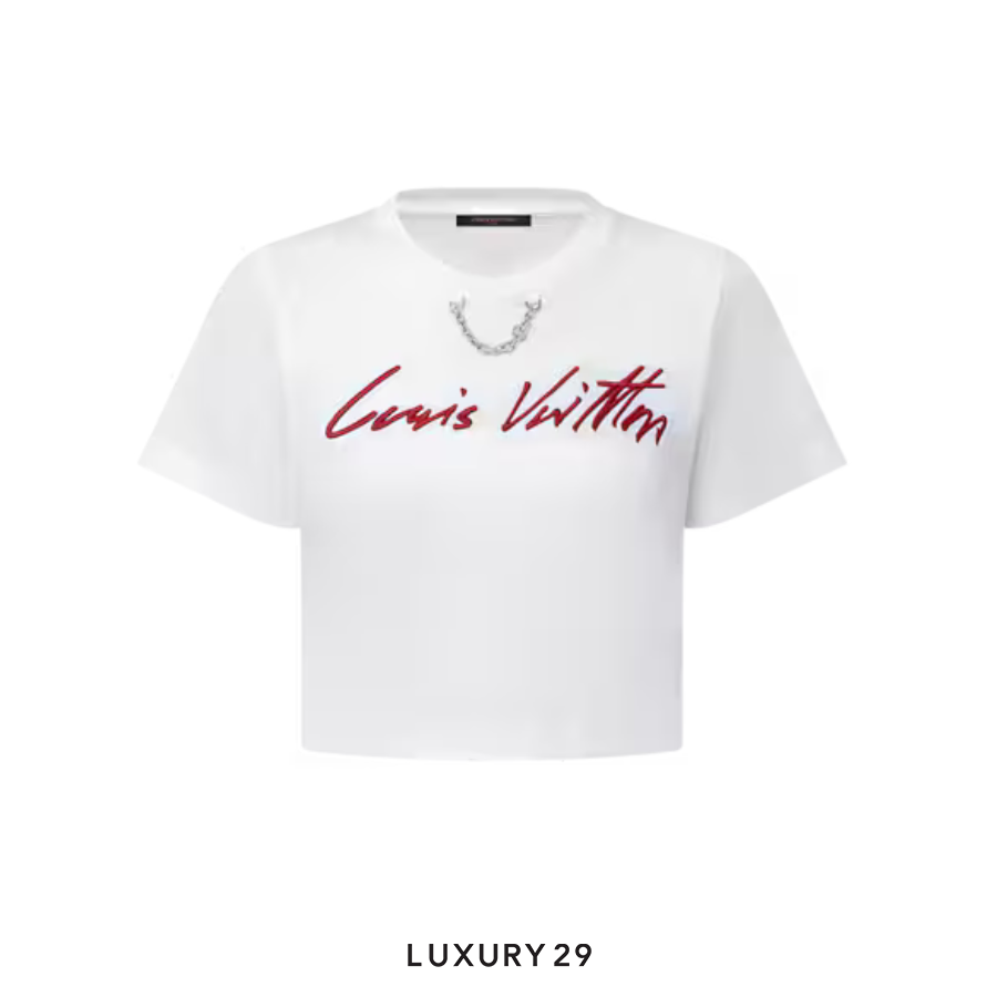 Louis Vuitton LV Cursive Signature Crop Top White