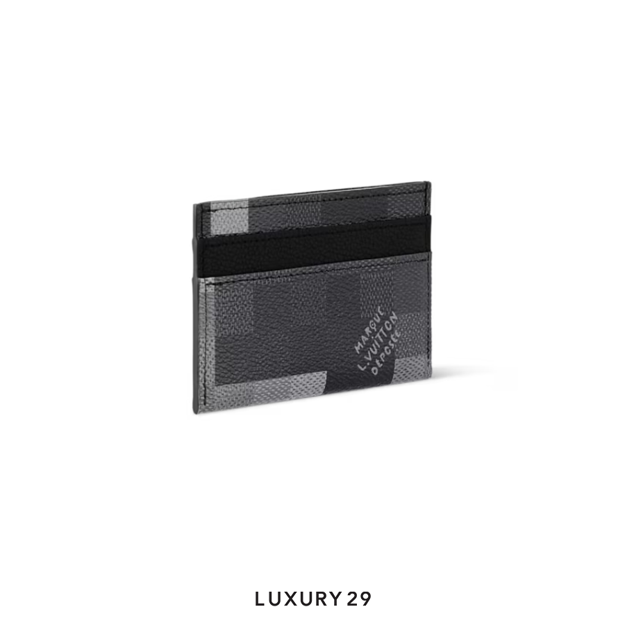 Louis Vuitton LV Double Card Holder Damoflage Black coated canvas LOUIS VUITTON