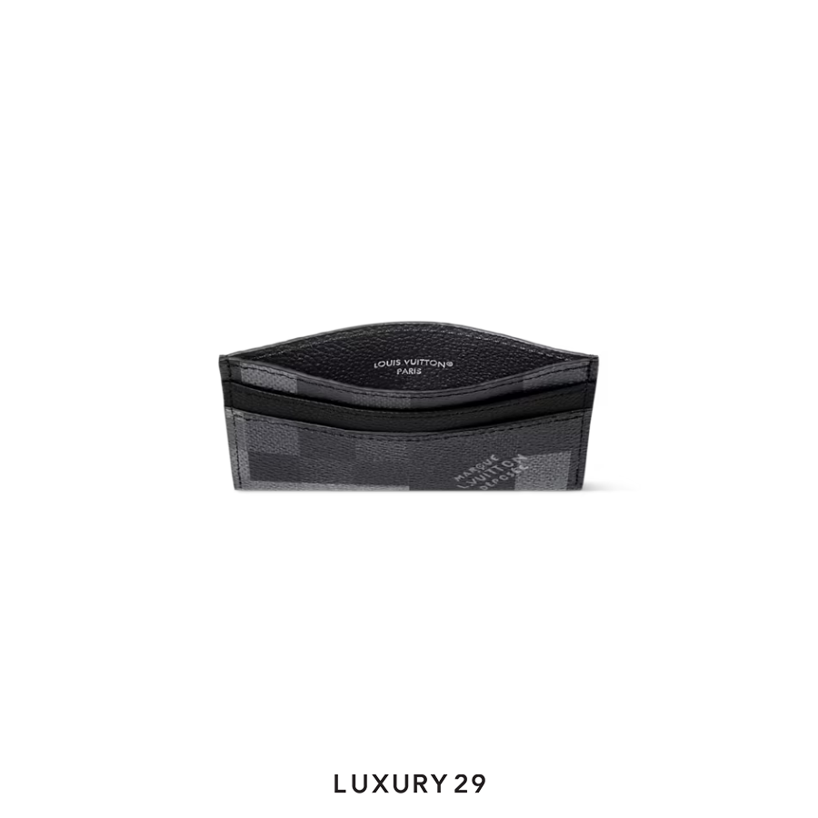 Louis Vuitton LV Double Card Holder Damoflage Black coated canvas LOUIS VUITTON