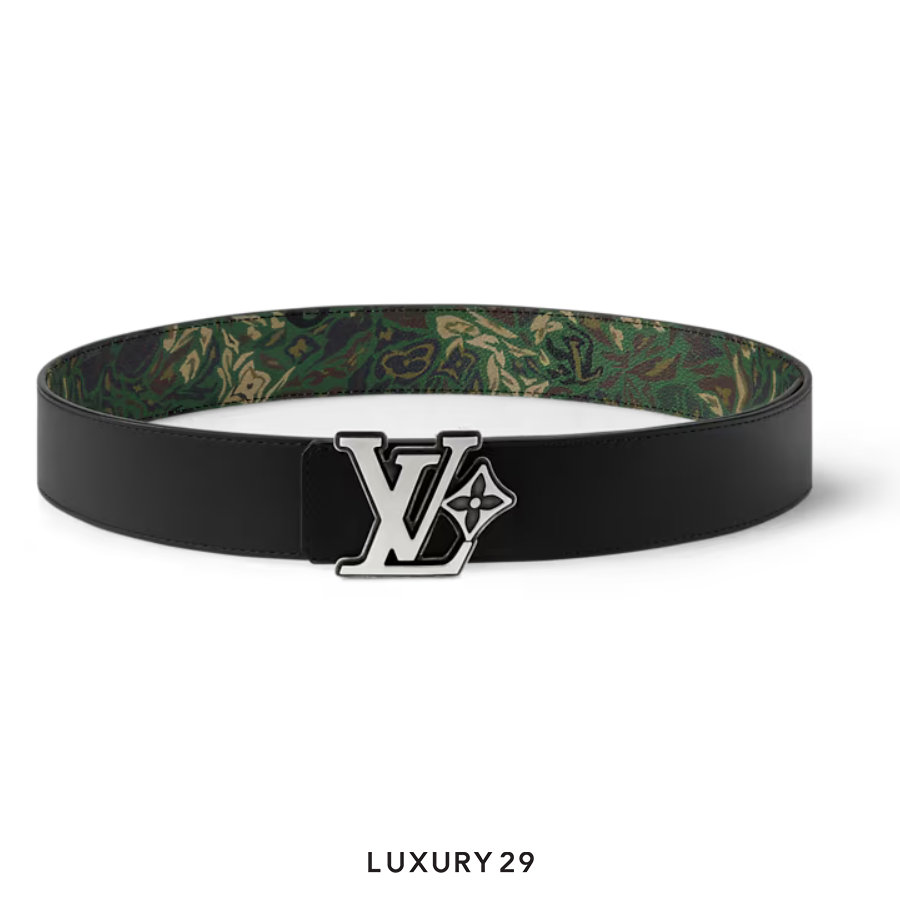 Louis Vuitton LV Flower Camoflage 40mm Reversible Belt Green LOUIS VUITTON Luxury29