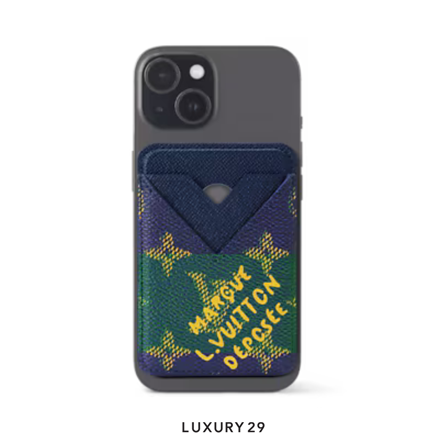 Louis Vuitton LV Porte-Cartes Magnet Card Holder Blue Stripes LOUIS VUITTON