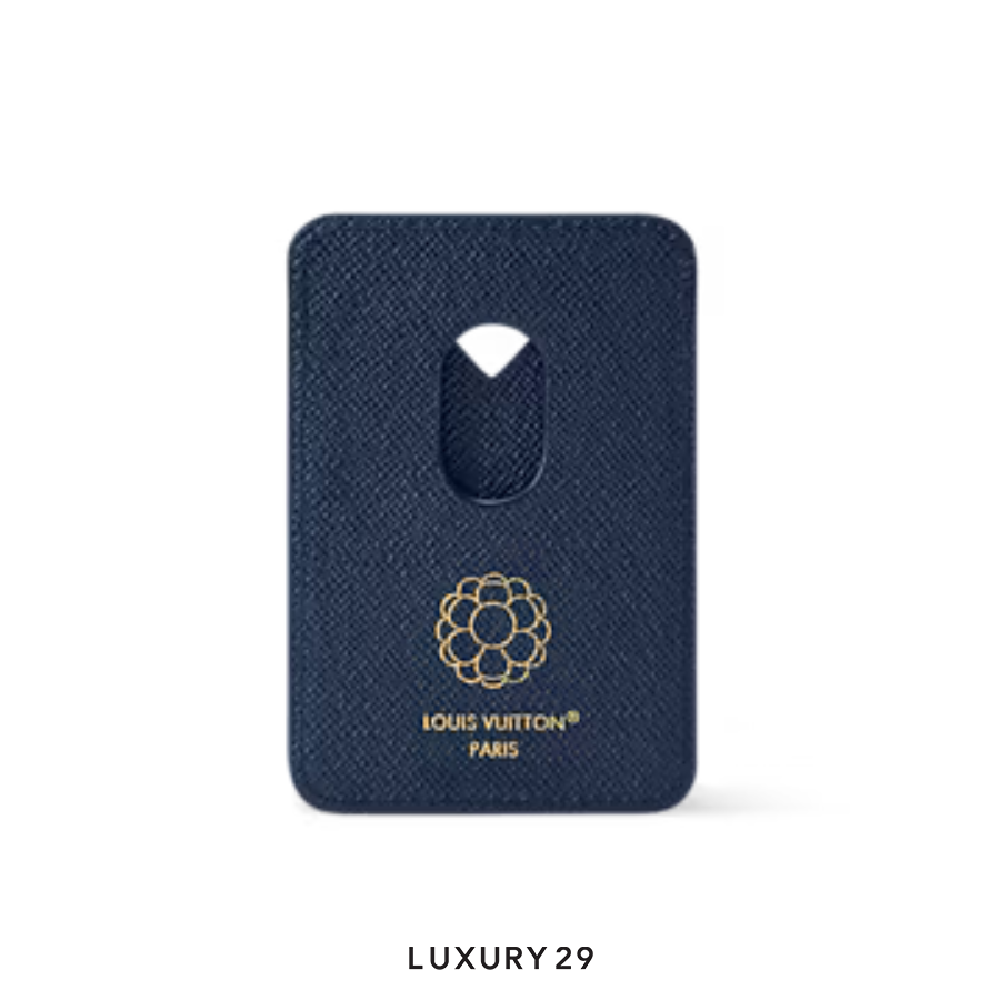 Louis Vuitton LV Porte-Cartes Magnet Card Holder Blue Stripes LOUIS VUITTON
