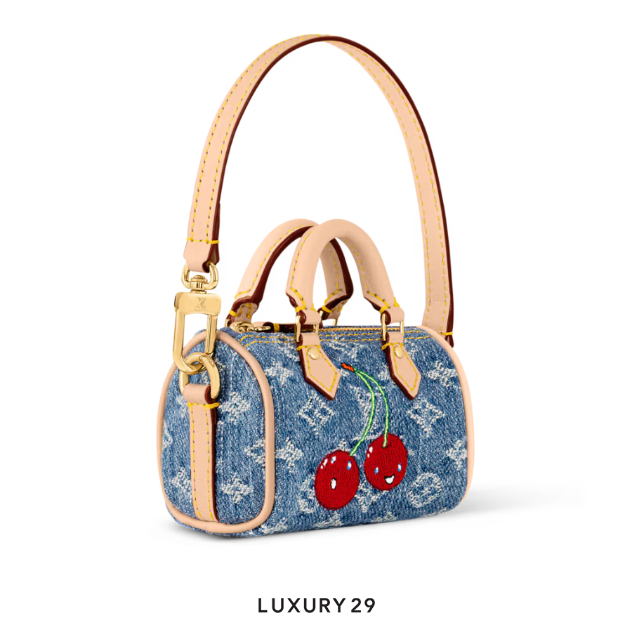 Louis Vuitton LV x TM - Micro Speedy Denim Cerise Bag Charm Denim Blue LOUIS VUITTON