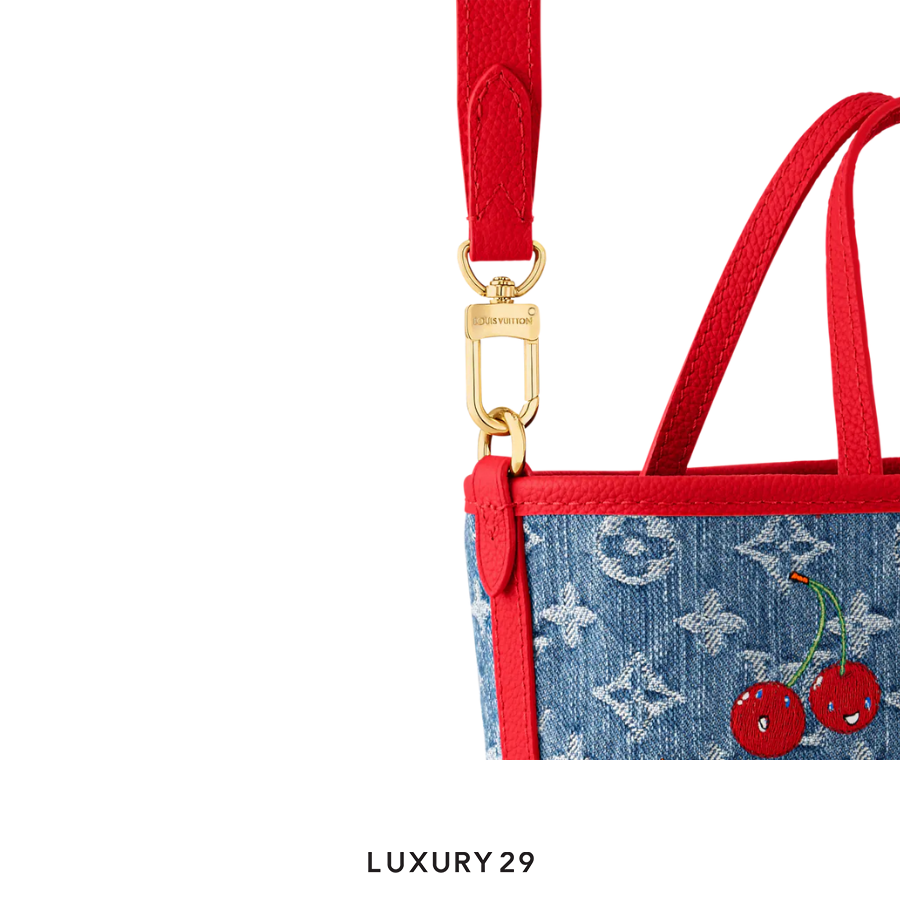 Louis Vuitton LV x TM - Neverfull Inside Out BB Bag Monogram cherry denim White LOUIS VUITTON