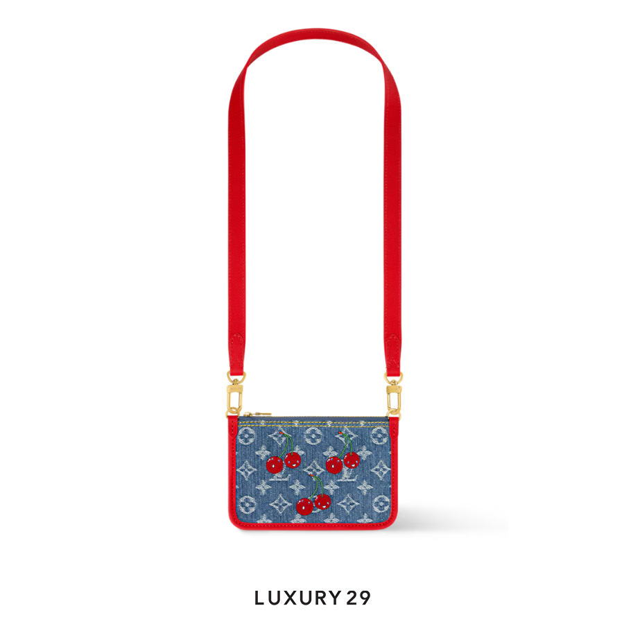 Louis Vuitton LV x TM - Neverfull Inside Out BB Bag Monogram cherry denim White LOUIS VUITTON