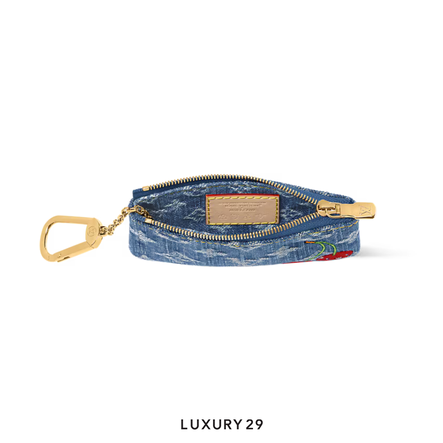 Louis Vuitton LV x TM Key Pouch Monogram cherry denim Blue LOUIS VUITTON