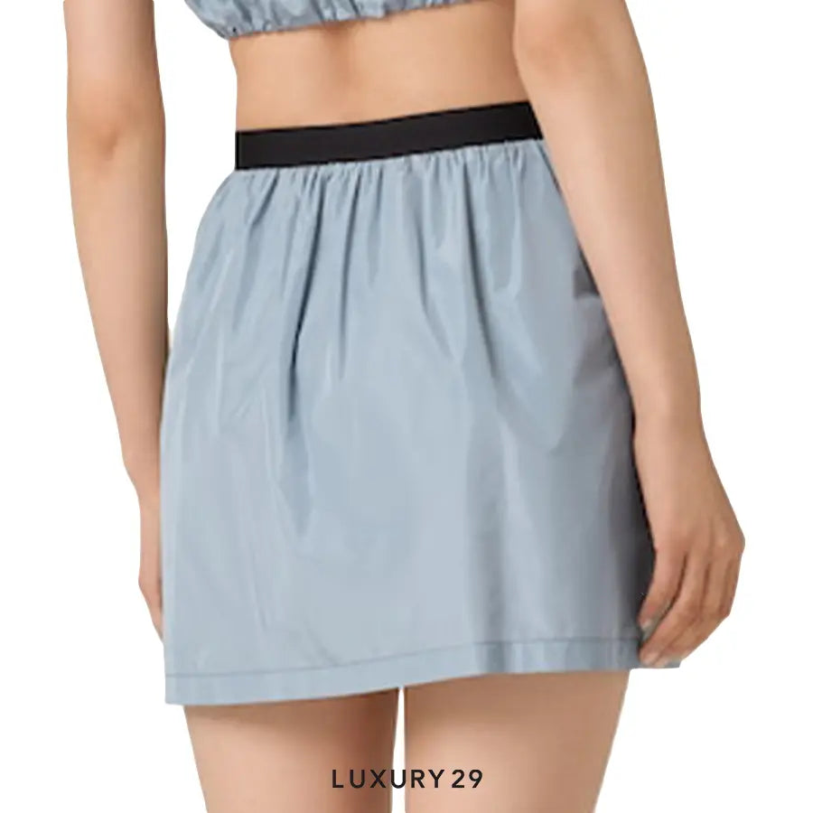 MIU MIU Technical silk miniskirt Astral Blue MIU MIU