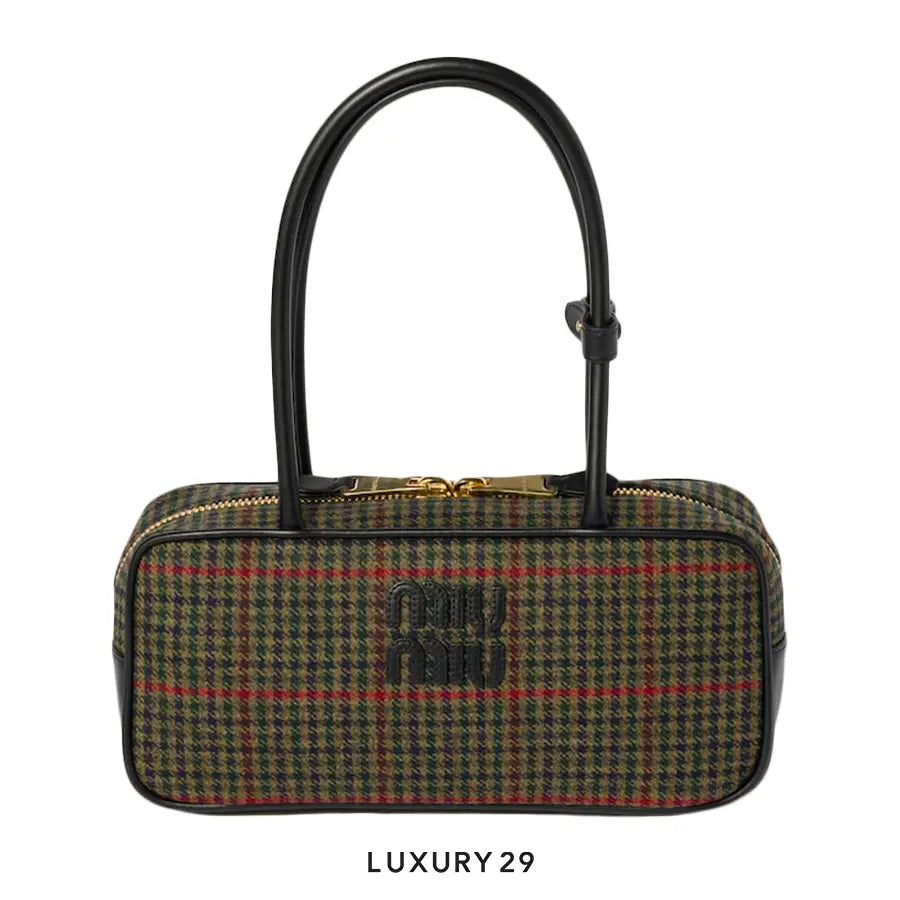 Miu Miu Beau Top-Handle Tratan Bag Dark Olive Green