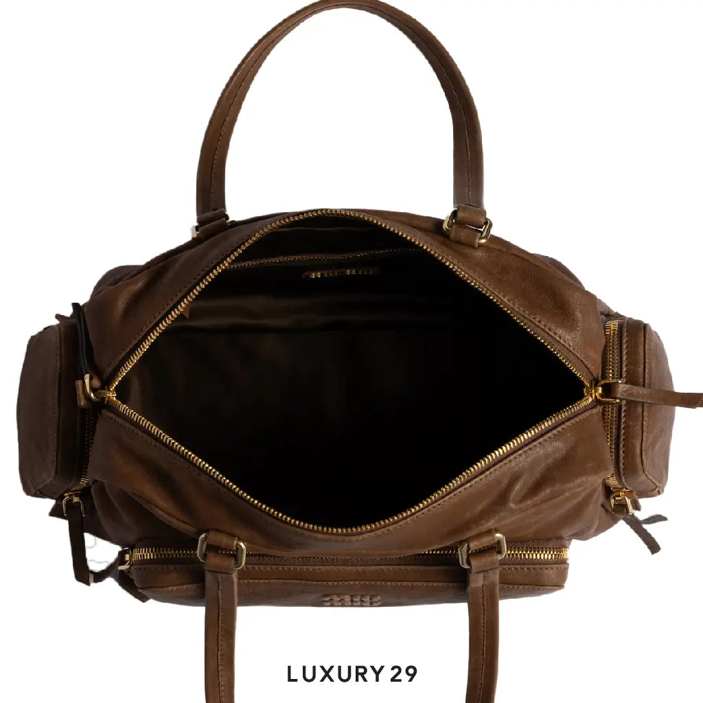 Miu Miu Pocket washed nappa leather bag Brown MIU MIU