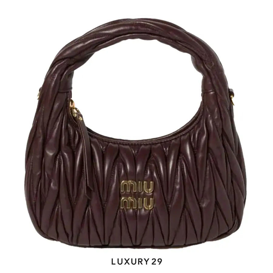 Miu Miu Wander Matelasse Nappa Leather Hobo Bag Briarwood