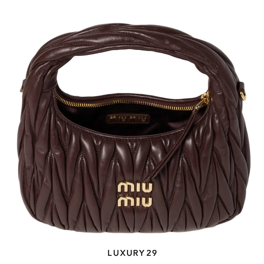 Miu Miu Wander Matelasse Nappa Leather Hobo Bag Briarwood MIU MIU