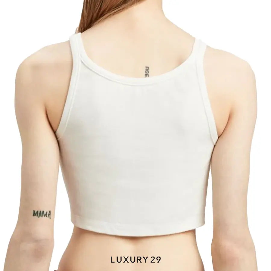 Palm Angels logo-print cotton tank top off-white/black PALM ANGELS