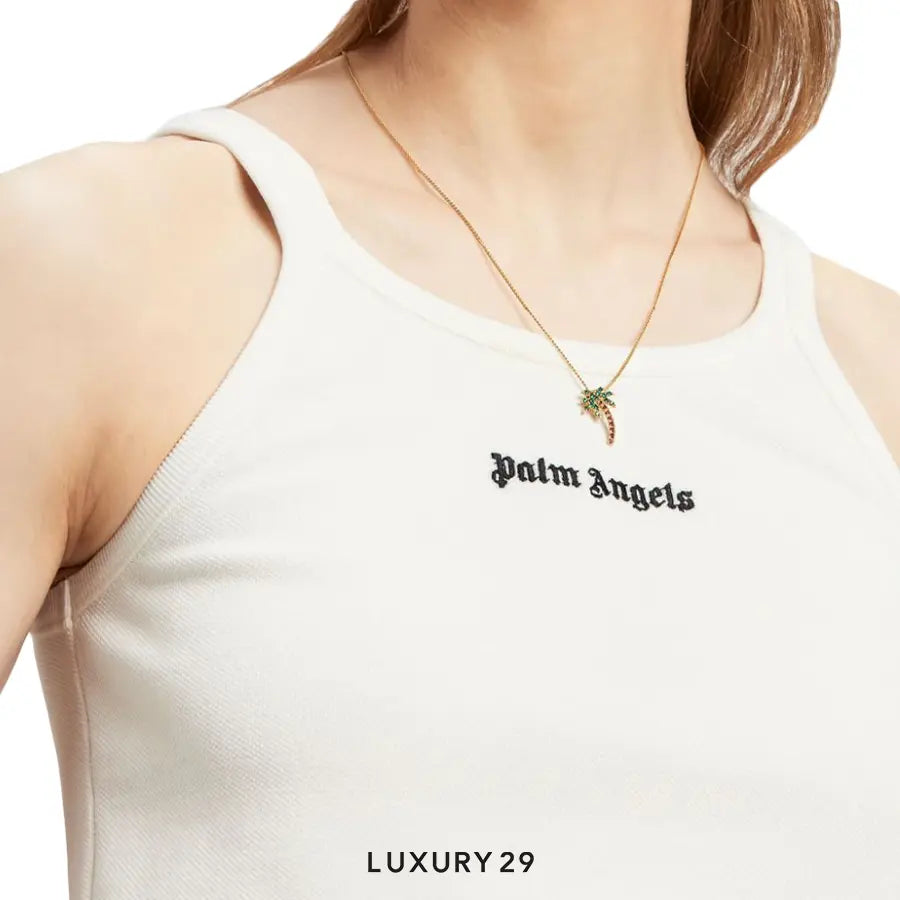Palm Angels logo-print cotton tank top off-white/black PALM ANGELS