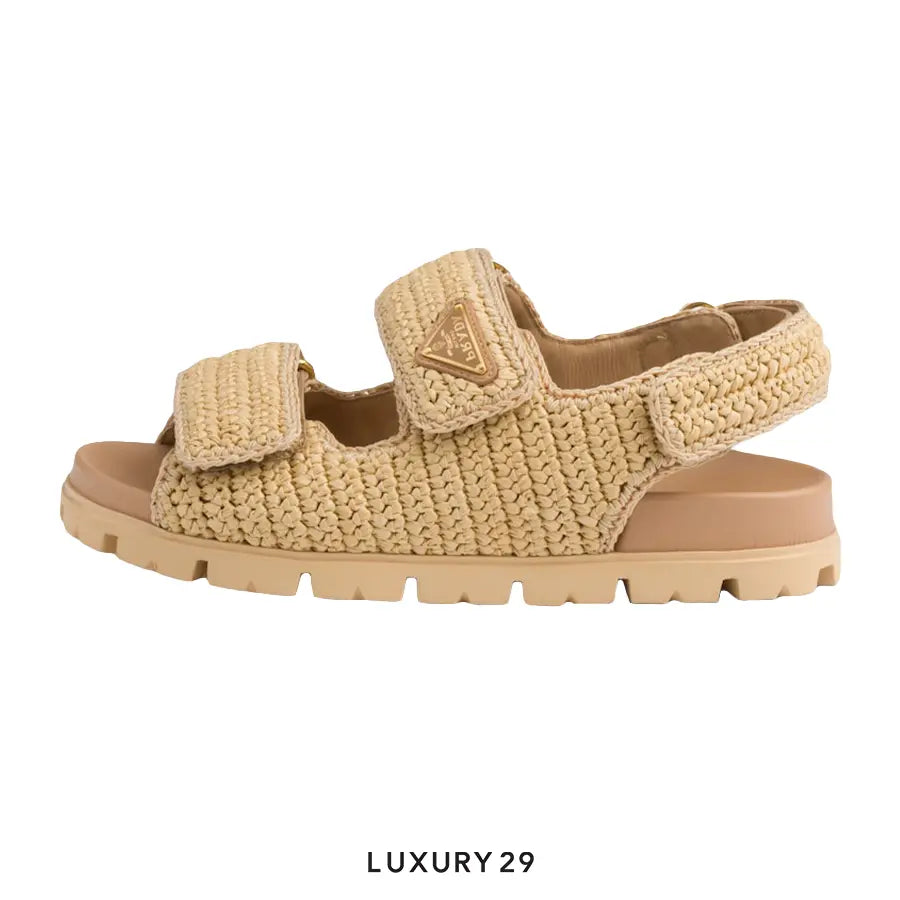 Prada Calzature Donna Crochet Sandals Natural PRADA