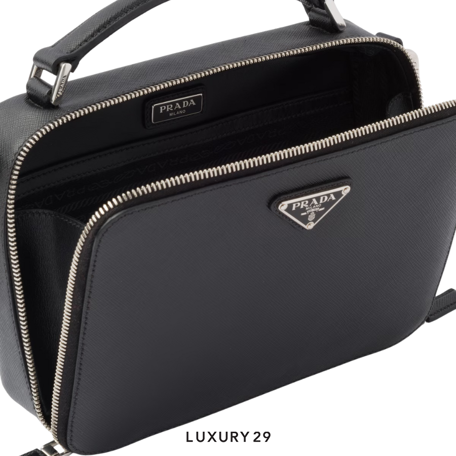 Prada Medium Prada Brique Saffiano leather bag Black PRADA