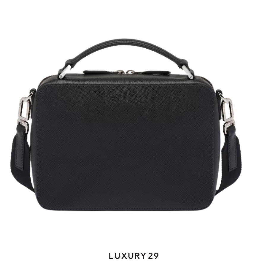 Prada Medium Prada Brique Saffiano leather bag Black PRADA
