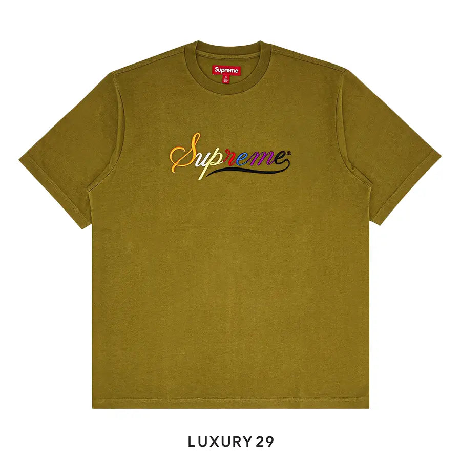 Supreme Cursive Short-Sleeve Top Dusty Olive SUPREME