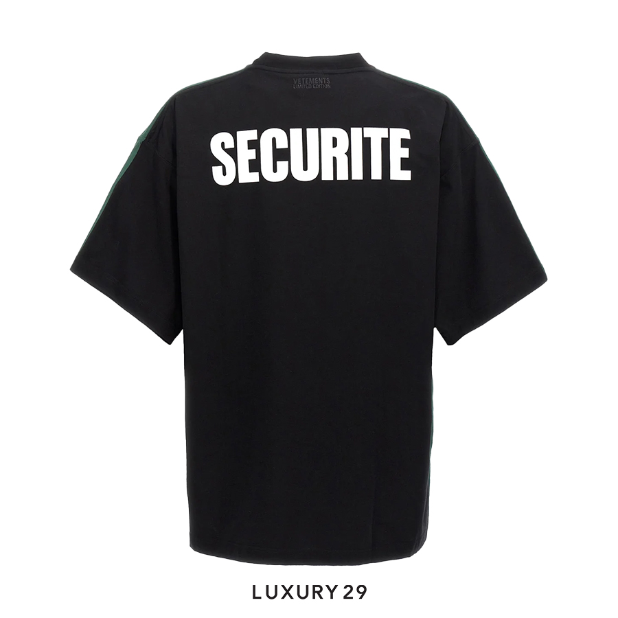 VETEMENTS logo-print Polizie cotton T-shirt Green/Black VETEMENTS