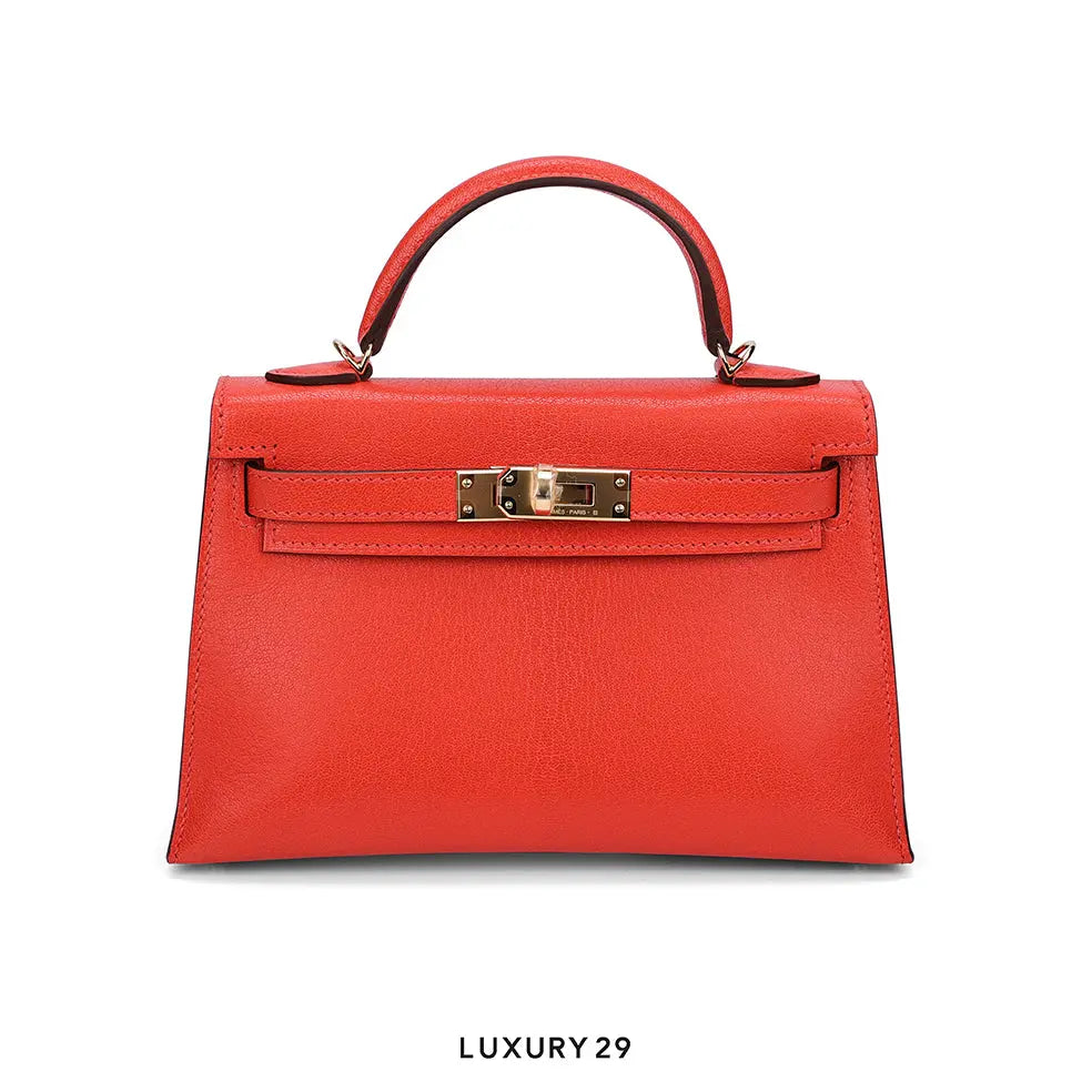 Hermes Kelly Sellier 20 Feu Chevre Gold hardware