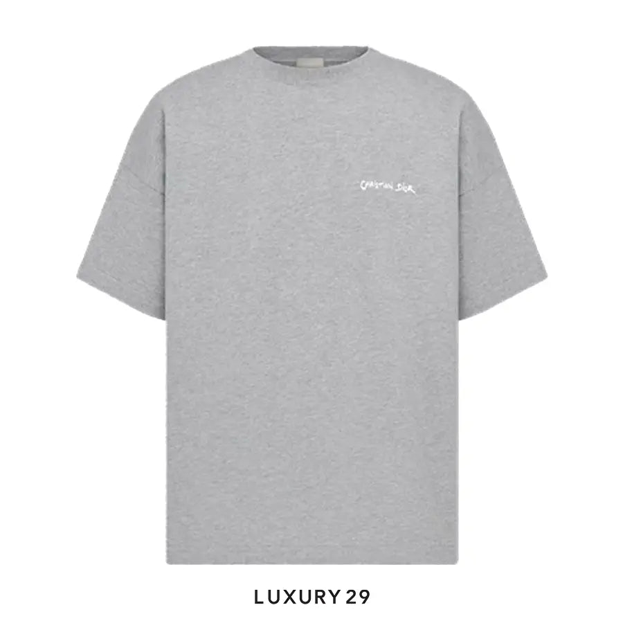 Dior Tag T-shirt, Relaxed Fit Gray Cotton Jersey