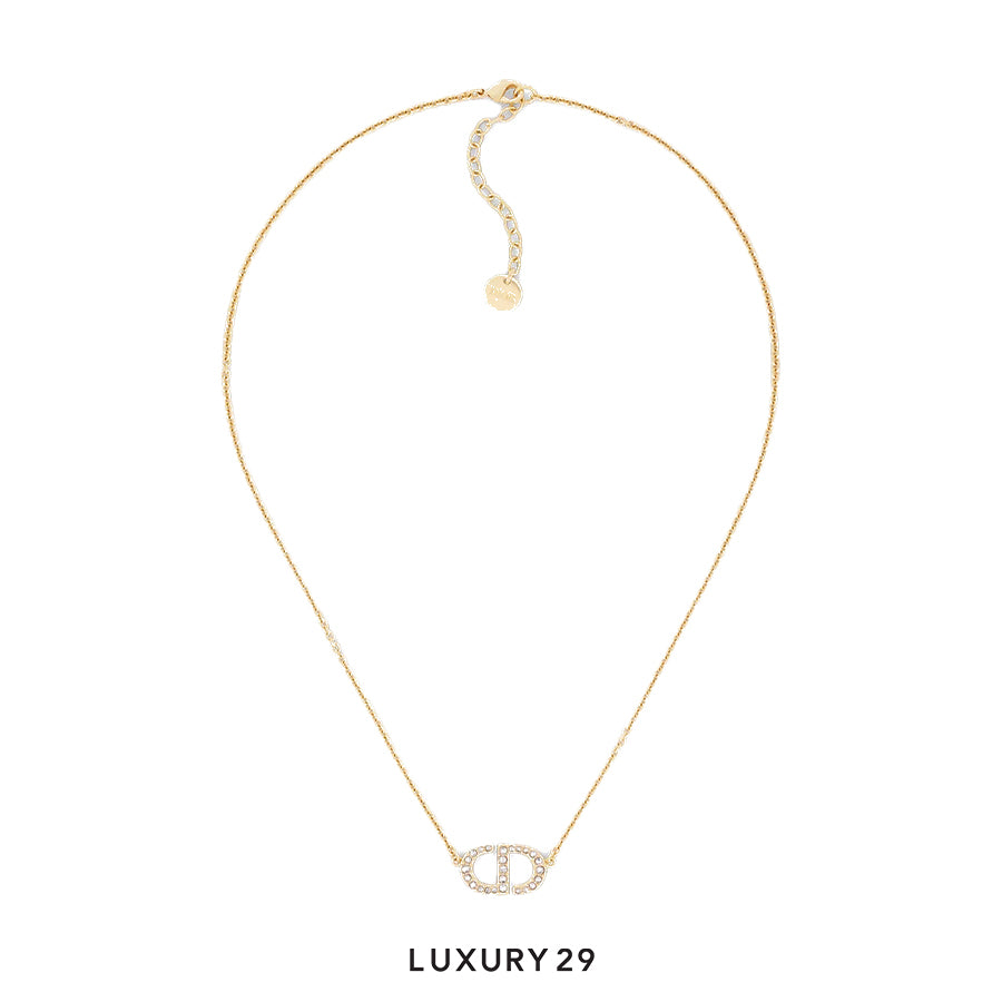 Dior Petit CD Necklace Gold-Finish Metal and Silver-Tone Crystals