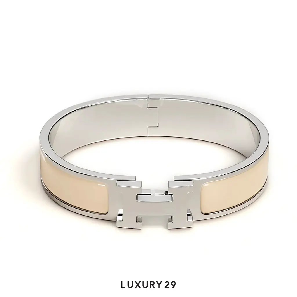 Hermes Clic H Bracelet Silver plated PM Creme HERMES Luxury29