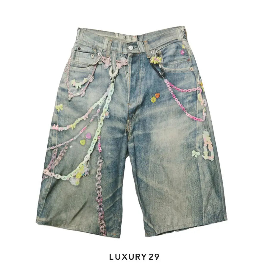 Acne Studios Denim Shorts Loose Fit Mid Blue