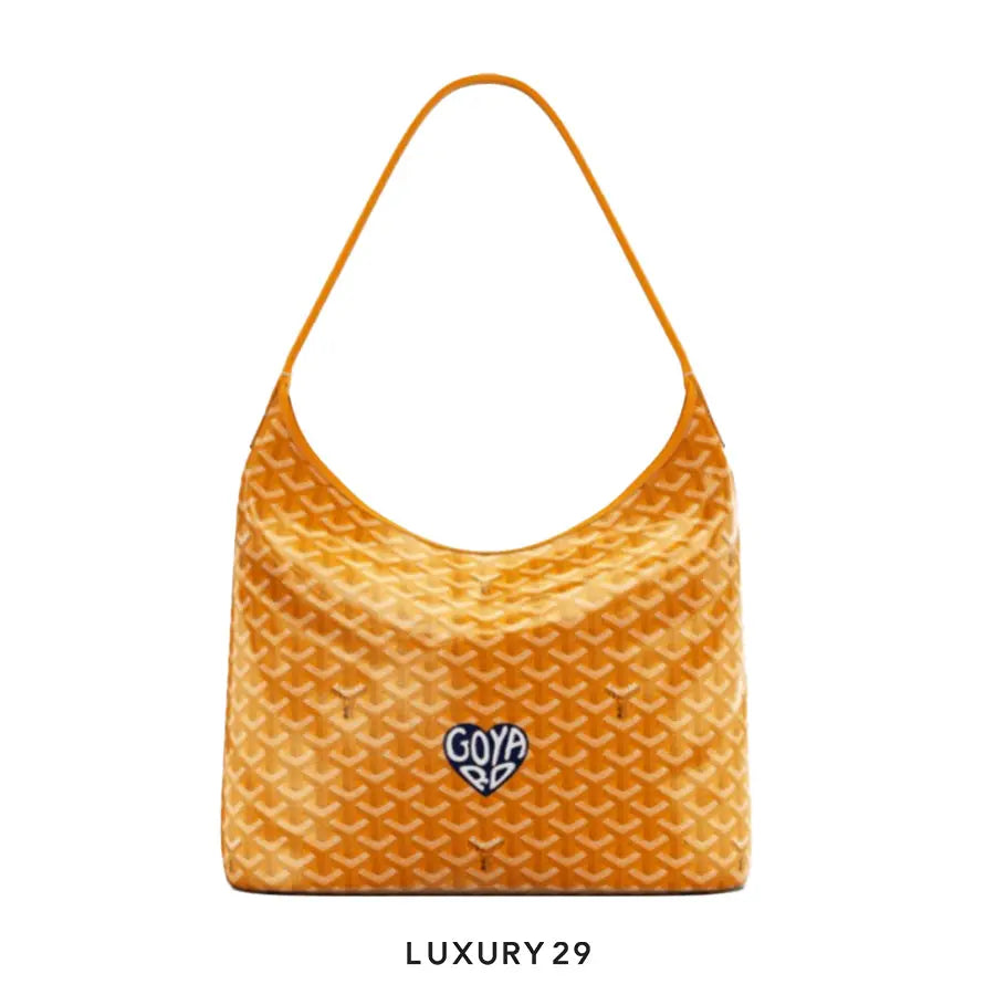 Goyard Boheme Hobo Bag Yellow Hand-Painted Heart Blue