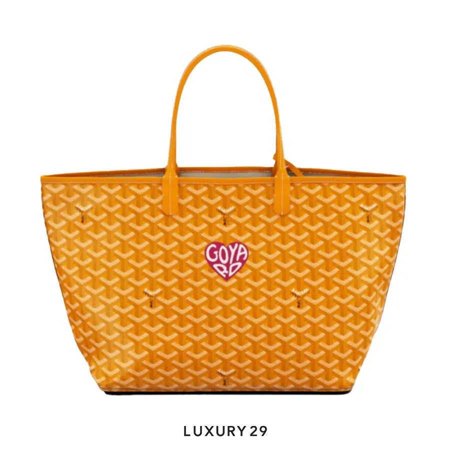Goyard Saint Louis PM Bag Yellow Hand-Painted Heart Pink