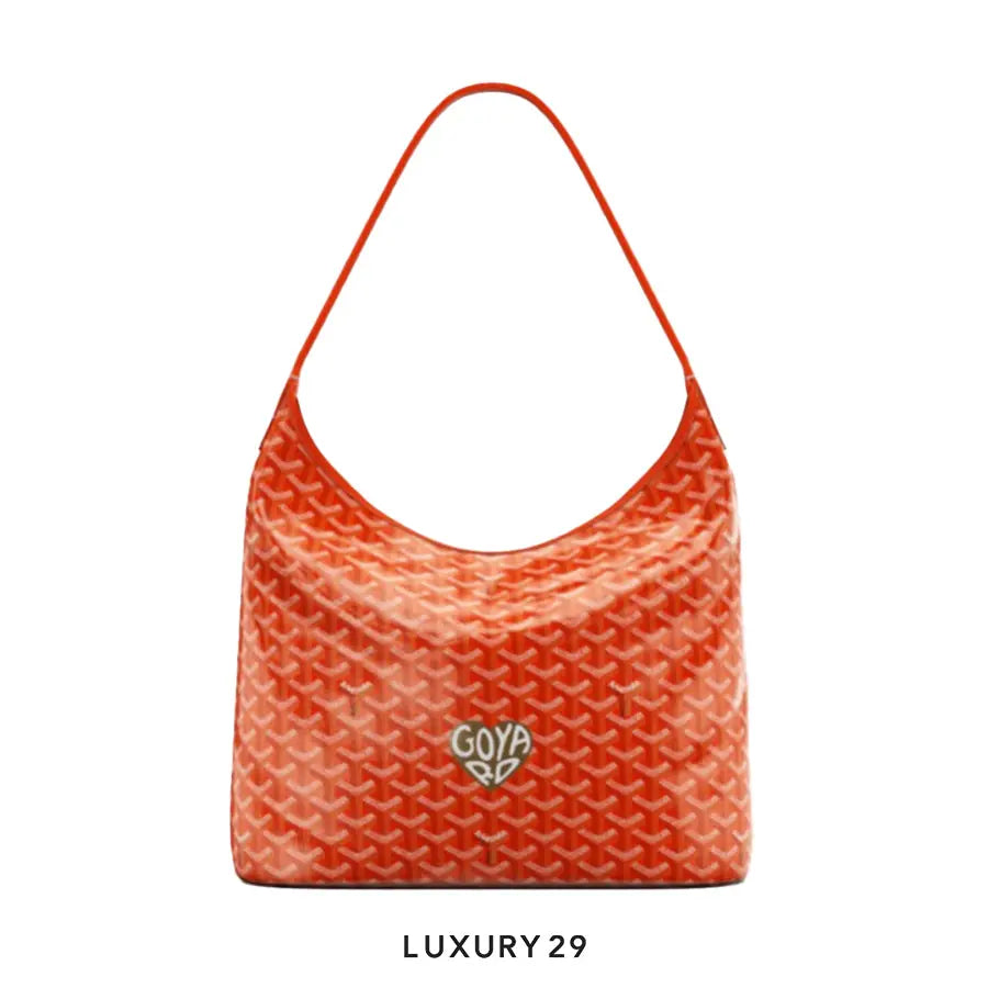 Goyard Boheme Hobo Bag Orange Hand-Painted Heart Brown