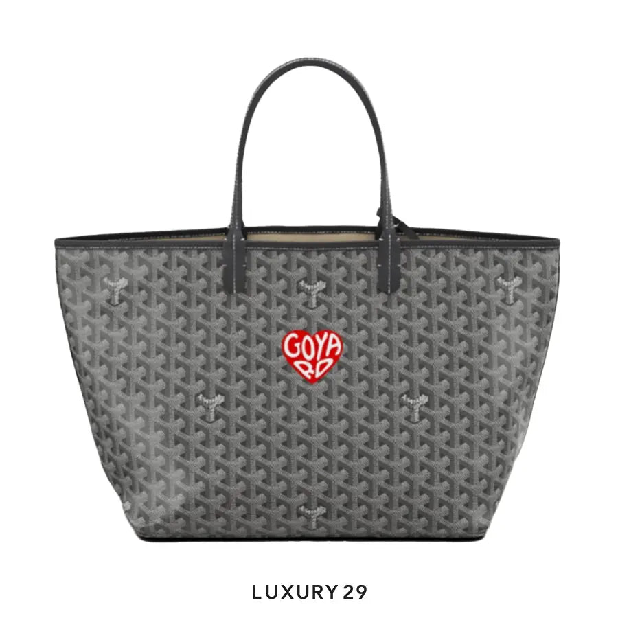 Goyard Saint Louis PM Bag Grey Hand-Painted Heart Red