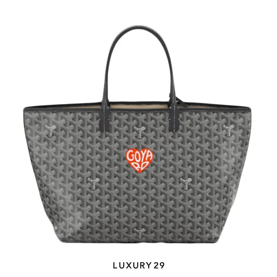 Goyard Saint Louis PM Bag Grey Hand-Painted Heart Orange