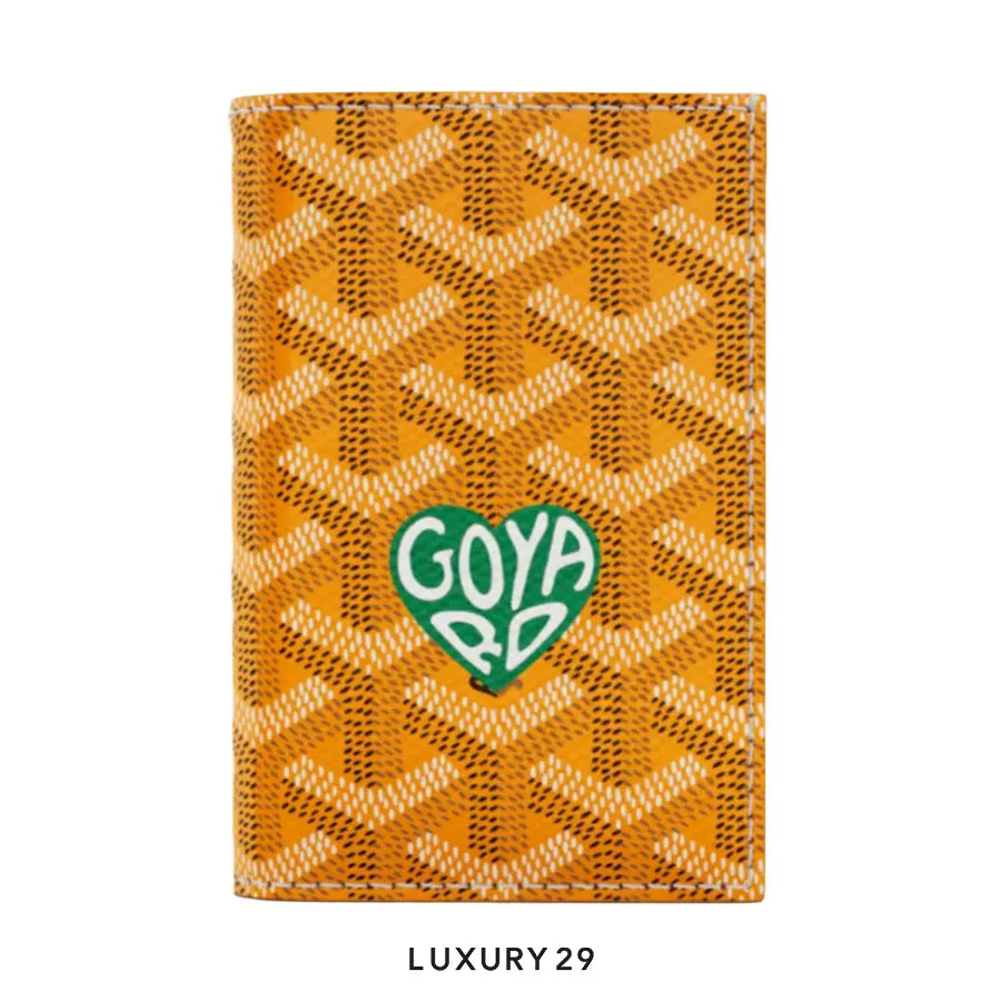 Goyard Saint-Pierre Card Wallet Yellow Hand-Painted Heart Green
