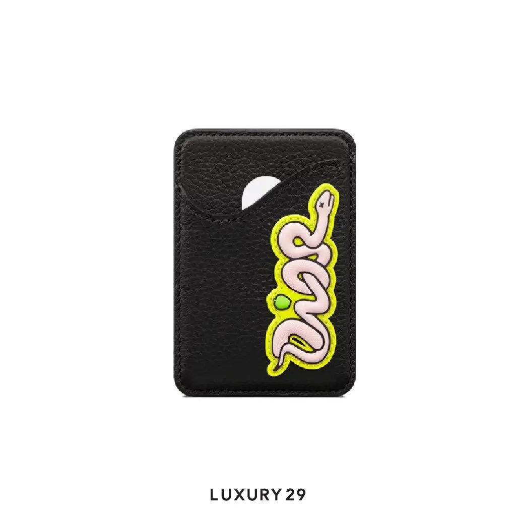DIOR AND KAWS Saddle Magnetic Card Holder Yellow/Black