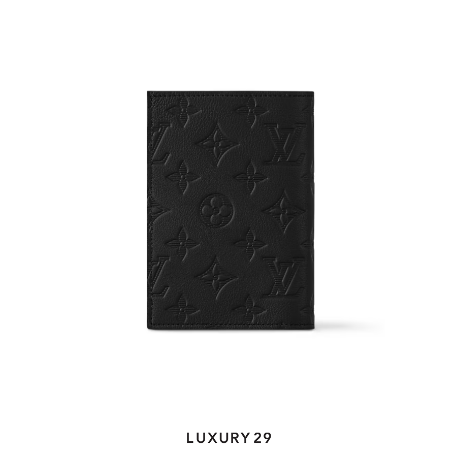 Louis Vuitton LV Passport Cover Monogram Shadow embossed cowhide leather Black LOUIS VUITTON