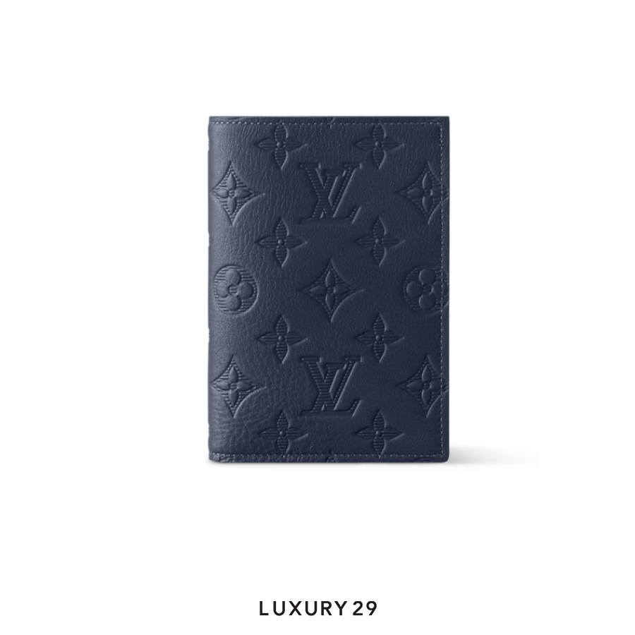 Louis Vuitton LV Passport Cover Monogram Shadow embossed calf leather Navy Blue LOUIS VUITTON