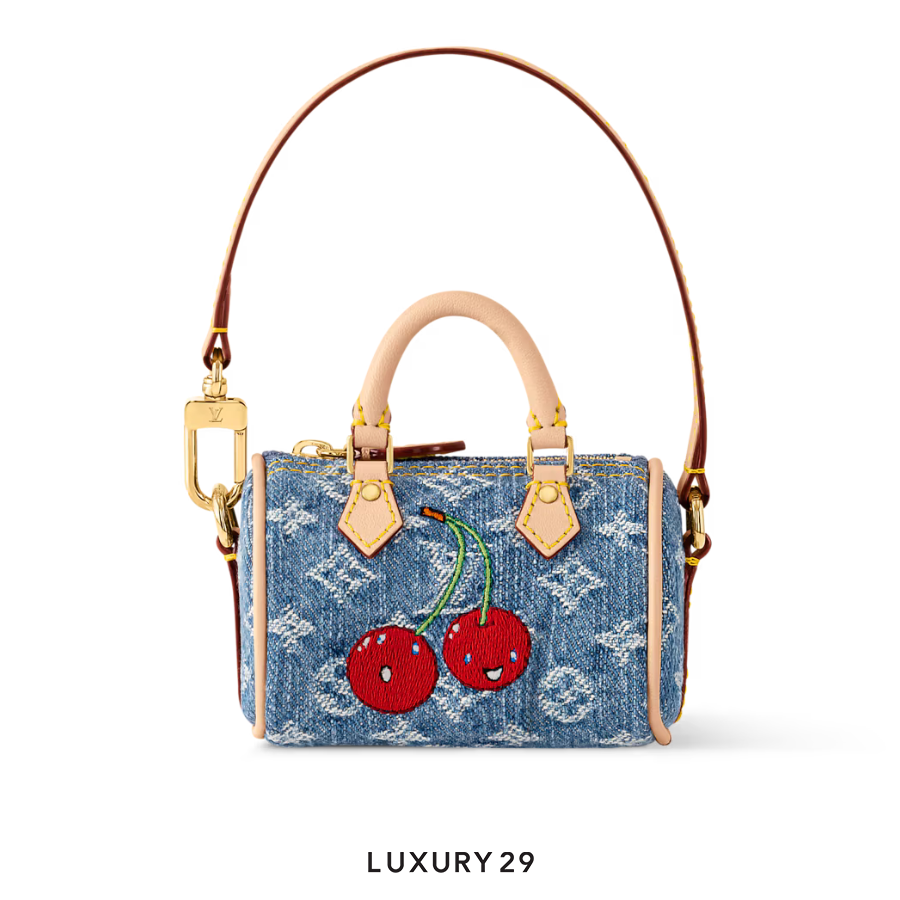 Louis Vuitton LV x TM - Micro Speedy Denim Cerise Bag Charm Denim Blue LOUIS VUITTON