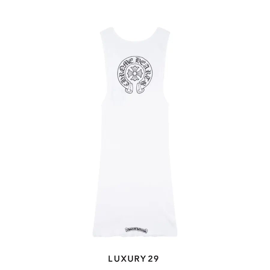 Chrome Hearts Horse Shoe Logo Long Length Tank Tops White CHROME HEARTS Luxury29
