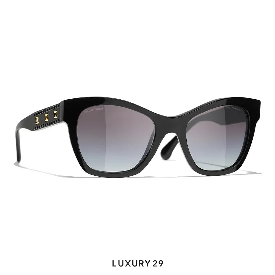 Chanel Cat Eye Sunglasses Black Grey CHANEL