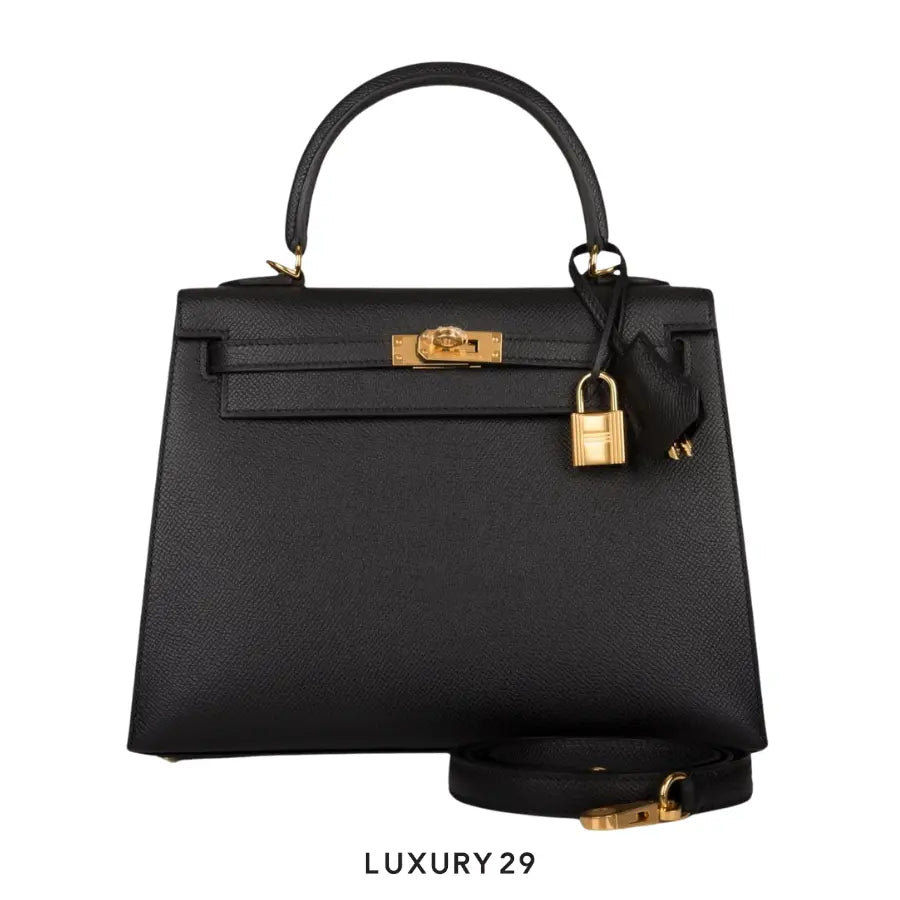 Hermes Kelly Sellier 25 Noir Gold Hardware / B Stamp (2023)